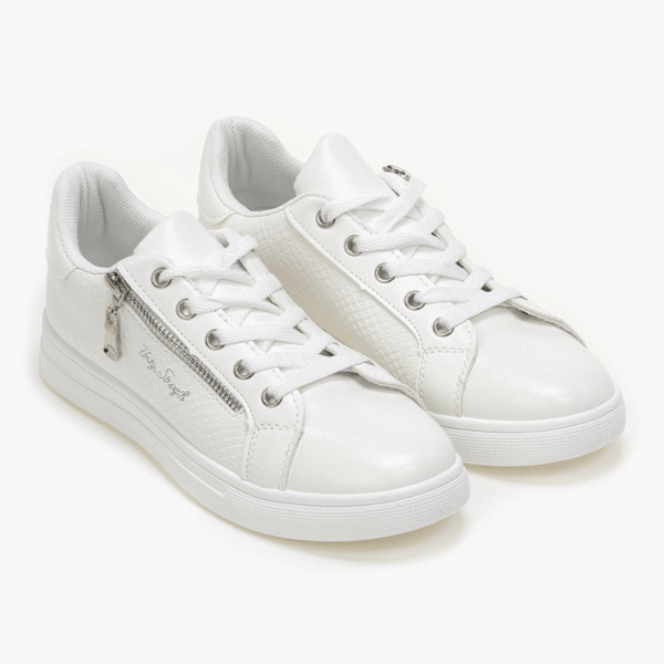 Basic sneakers με φερμουάρ - Λευκό