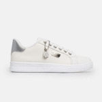 Basic sneakers με κροκό λεπτομέρειες - Λευκό/Ασημί