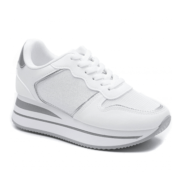 Sneakers δίπατο με λεπτομέρειες - Λευκό