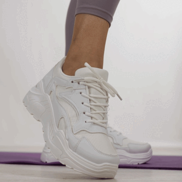 Sneakers chunky με κορδόνια - Λευκό