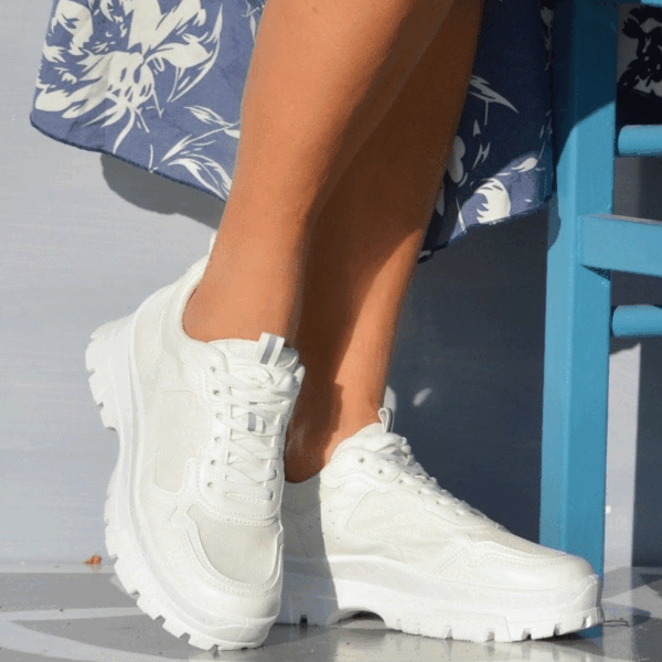 Sneakers chunky με κορδόνια - Λευκό