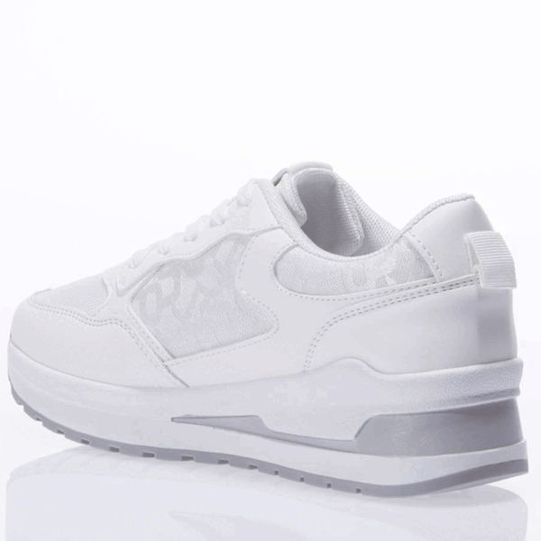Sneakers πλατφόρμα με ανάγλυφες λεπτομέρειες- Λευκό