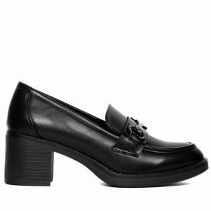 Loafers με τακούνι και με διακοσμητικό -Μαύρο