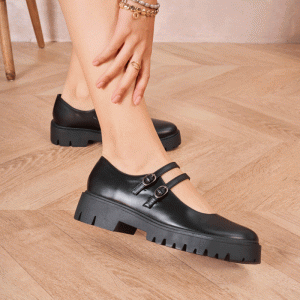 Loafers με διπλή μπαρέτα- Μαύρο