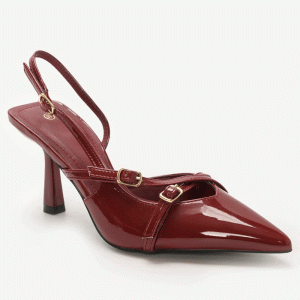 Γόβες Slingback Μυτερές με Λουράκια- Μαύρο