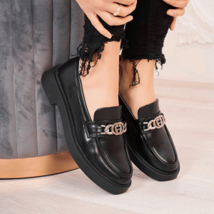 Loafers με διακοσμητικό- Μαύρο