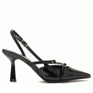 Γόβες Slingback Μυτερές με Λουράκια- Μαύρο