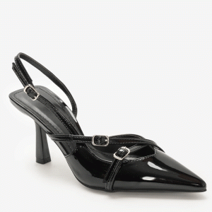 Γόβες Slingback Μυτερές με Λουράκια- Μαύρο