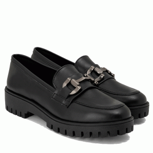 Loafers με αγκράφα-Μαύρο