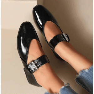 Μπαλαρινα λουστρίνι με μπαρέτα- Μαύρο