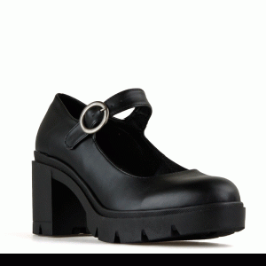 Γόβες λουστρίνι με μπαρέτα - Μαύρο