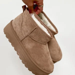 Μποτάκια Δίσολα με επένδυση γούνας - Mπέζ