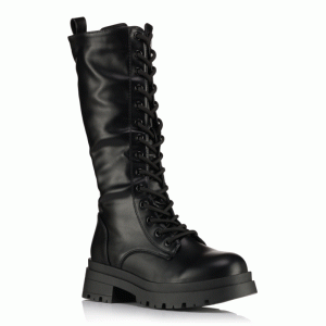 Μπότα ckunky με κορδόνια - Μαύρο