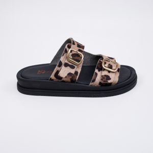 Flatform δερμάτινα με αγκράφα- Leopard