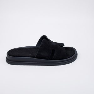 Flatform καστόρινα δερμάτινα -Μαύρο