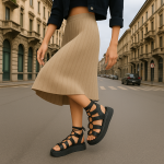 Flatform lace up -Μαύρο