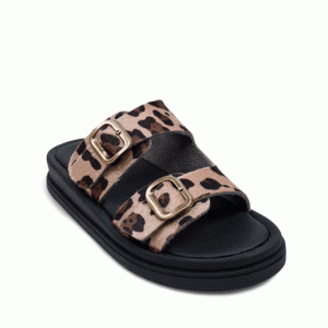 Flatform δερμάτινα με αγκράφα- Leopard