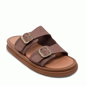 Flatform δερμάτινα με αγκράφα- Μπέζ