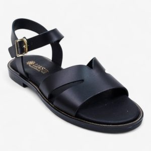 Δερμάτινο Σανδάλι με Δάχτυλο & Στρας - Μαύρο