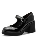 Μπαλαρίνα Tamaris λουστρίνι με μπαρέτα - Μαύρο