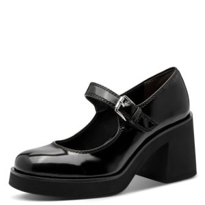 Μπαλαρίνα Tamaris λουστρίνι με μπαρέτα - Μαύρο