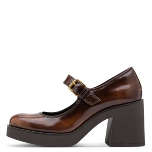 Μπαλαρίνα Tamaris λουστρίνι με μπαρέτα - Μαύρο