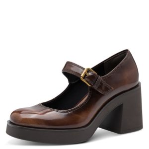 Μπαλαρίνα Tamaris λουστρίνι με μπαρέτα - Μαύρο