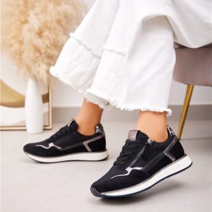 Sneakers με φερμουάρ- Mαύρο