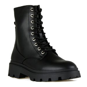 Μποτάκι με Κορδόνια & Τρακτερωτή Σόλα - Μαύρα