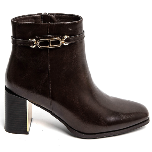 Μποτάκι με Τακούνι και Χρυσή Λεπτομέρεια – Καφέ