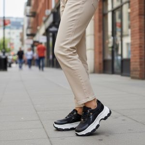 Chunky Sneakers με Άσπρη Σόλα- Mαύρο