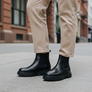 Μποτάκι chunky με λάστιχο- Mαύρο