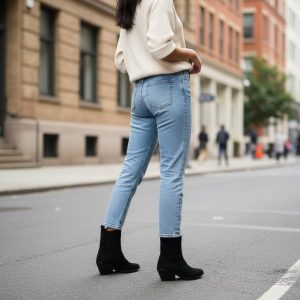 Μποτάκι Western δερμάτινο με Μυτερή Μύτη - Μπέζ