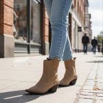 Μποτάκι Western δερμάτινο με Μυτερή Μύτη - Μπέζ