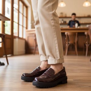 Loafers σε Λουστρίνι κροκό - Μαύρο