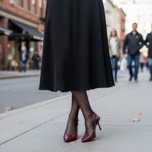 Slingback Γόβες με Λουράκι & Ψηλό Τακούνι- Μαύρο