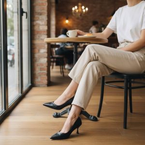 Γυναικείες Γόβες με Χαμηλό Τακούνι- Μαύρο