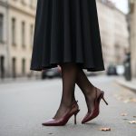 Slingback Γόβες με Λουράκι & Ψηλό Τακούνι- Μαύρο