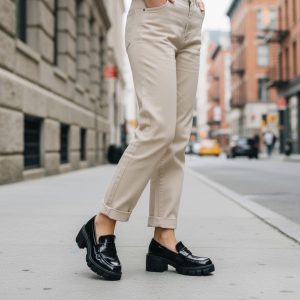 Loafers σε Λουστρίνι με Chunky Σόλα- Μαύρο