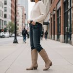 Μπότα Western με Κεντήματα - Μπέζ