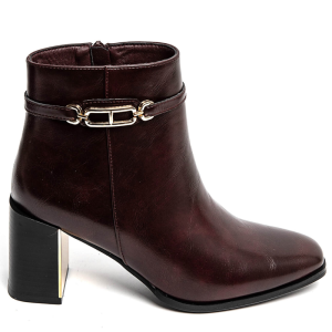 Μποτάκι με Τακούνι και Χρυσή Λεπτομέρεια – Μπορντό