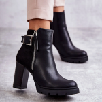 Μποτάκια με Τακούνι & Τρακτερωτή Σόλα - Μαύρα