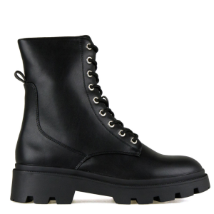 Μποτάκι με Κορδόνια & Τρακτερωτή Σόλα - Μαύρα