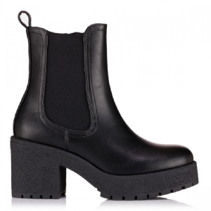 Μποτάκια Chelsea με Τακούνι - Μαύρα
