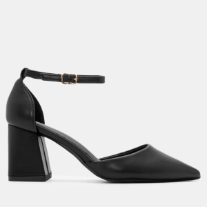 Γόβες με μπαρέτα & Τετράγωνο Τακούνι- Μαύρο