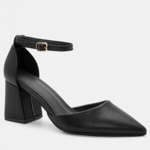 Γόβες με μπαρέτα & Τετράγωνο Τακούνι- Μαύρο