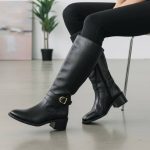 Μπότα με αγκράφα από Γνήσιο Δέρμα - Μαύρο