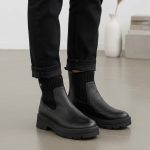 Chelsea μποτάκια με πλεκτό λάστιχο – Mαύρο