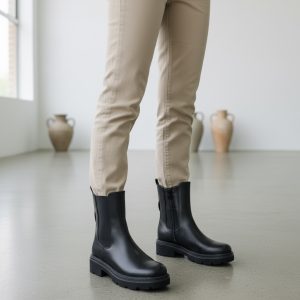 Μποτάκι chunky με λάστιχο- Mαύρο