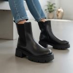 Μποτάκι chunky με λάστιχο- Mαύρο